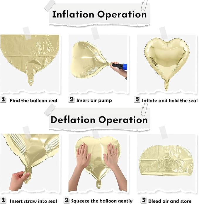 Black Gold Foil Heart Balloons, 18 Inch 10 Pcs Light Gold and Black Heart Shape - Image 8