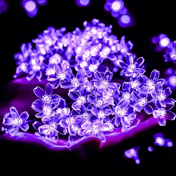 Decorative Flower String Lights, 33ft 100 LED Clear Wire Plug in Fairy Lavender - Image 8