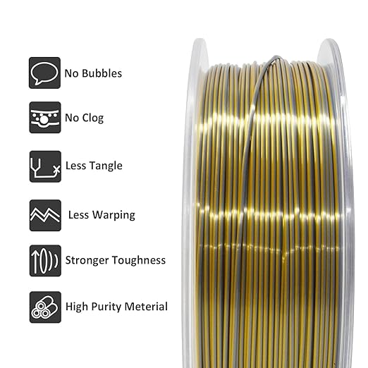 GIANTARM Dual Color PLA Filament, Silk PLA Filament 1.75mm +/-0.02mm, 1KG Spool - Image 4