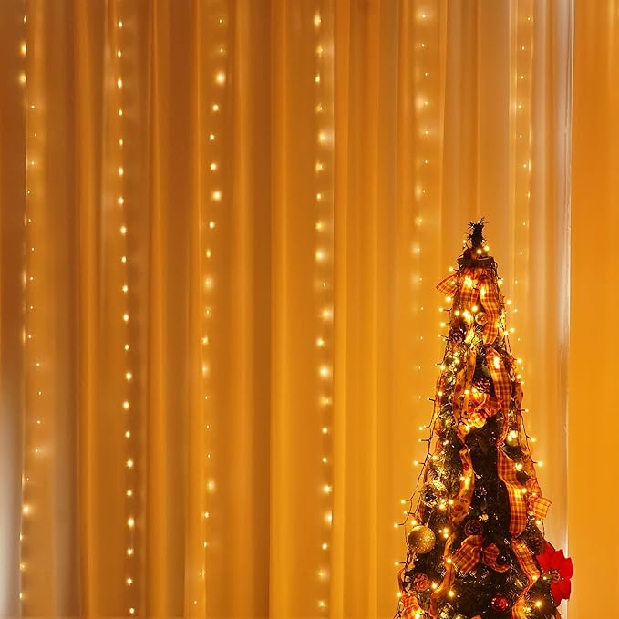 Dazzle Bright Curtain String Lights, 300 LED 9.8ft x9.8ft Warm White Fairy - Image 5