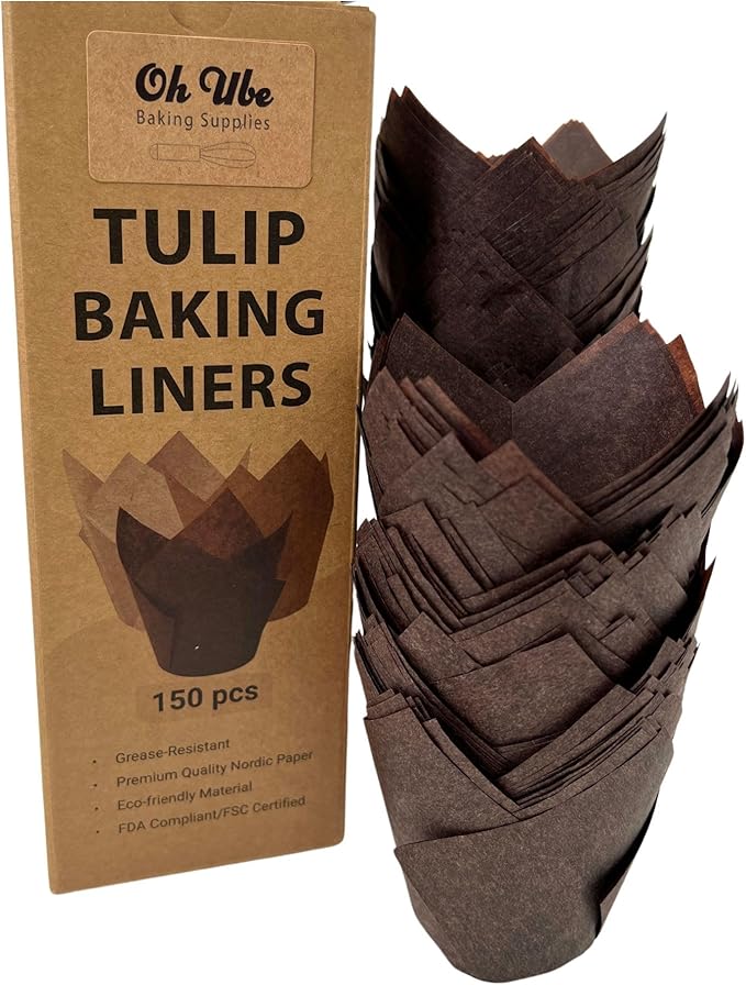 150-Pack Nordic Paper Brown Tulip Muffin Liners by OhUbeBakingSupplies