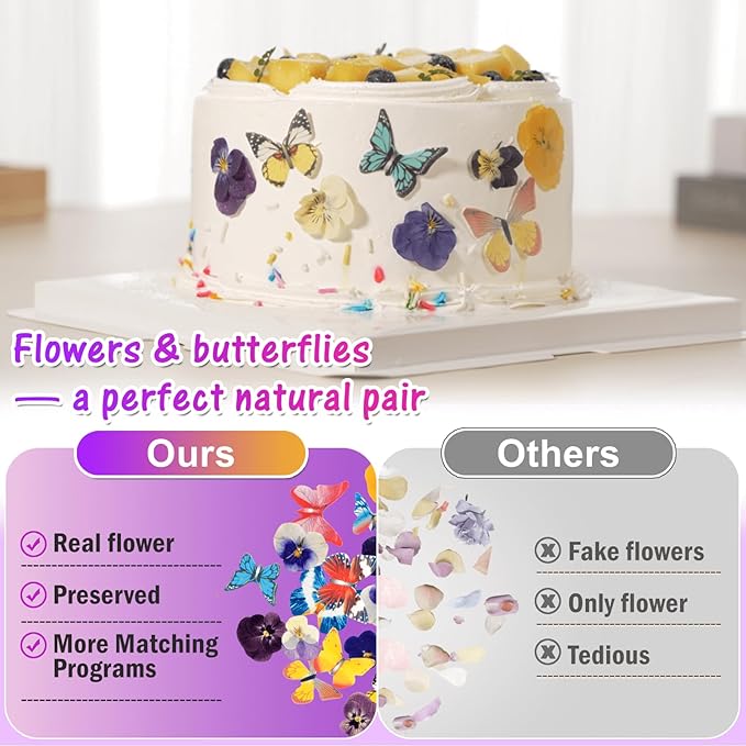 80 Pcs 8 Kinds Natural Real Dried Pressed Edible Flowers & Edible Butterflies - Image 7