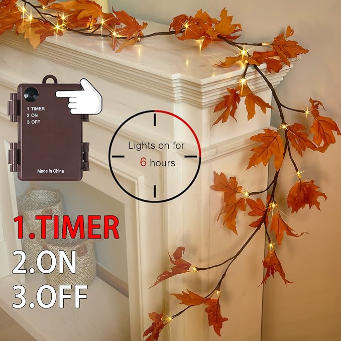 Fudios Lighted Maple Leaf Garland - Image 3