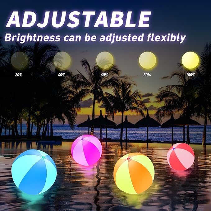 Spardar LED Beach Balls, 4 Pack 16 Inch Light up Beach Balls - Image 6