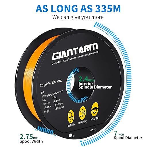 GIANTARM 3D Printer Filament, 1Kg Spool, 1.75mm Dimension Accuracy +/- 0.03mm - Image 5