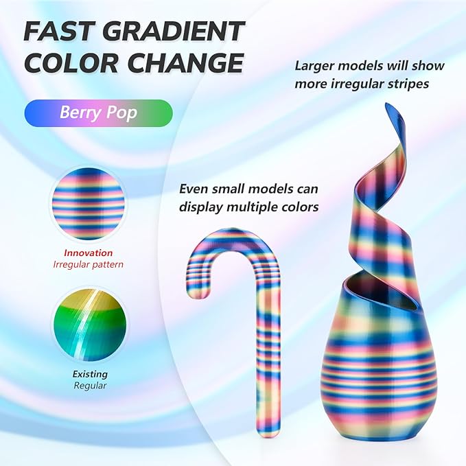AMOLEN Silk PLA 3D Printer Filament Bundle, Shiny Multicolor Rainbow Pack - Image 3