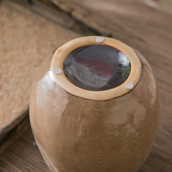 Brown Ceramic Vase with 2 Handles - Image 8