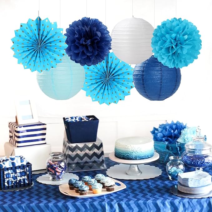 Light-Royal Navy-Blue White Party-Decorations - Image 4