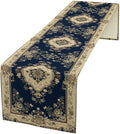 Vintage Elegant Farmhouse Table Runner Blue Beige Flower by Unknown