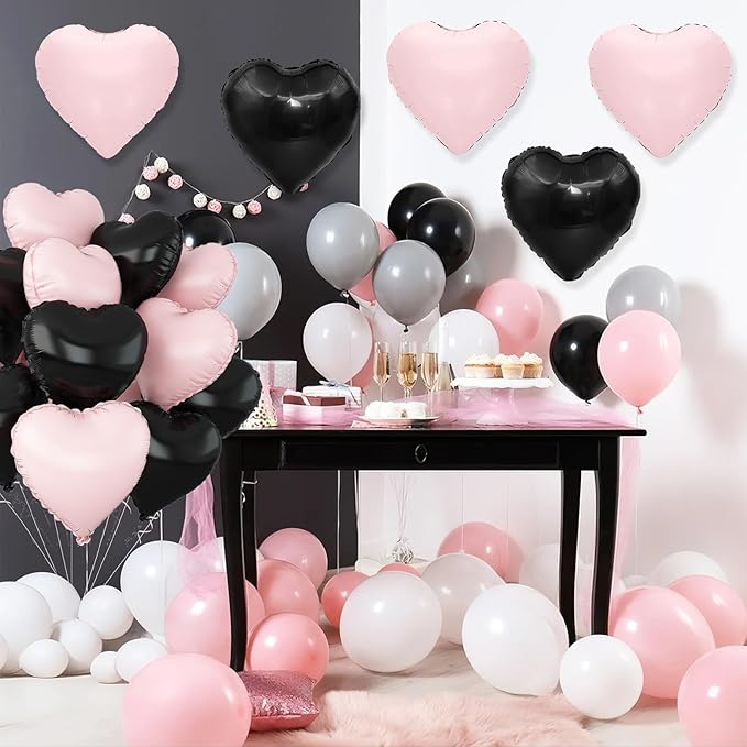Black and Pink Heart Balloons - Image 4