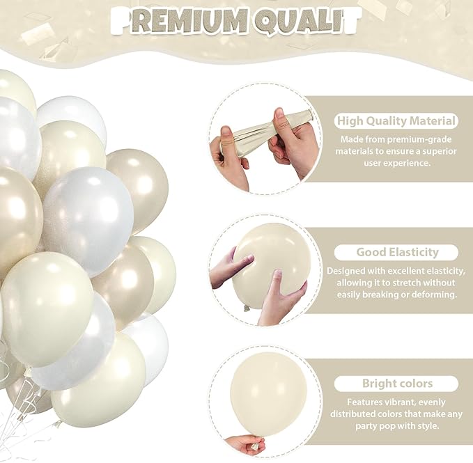 Double Stuffed Pearl Balloons, Two Types Double Stuffed Sand White Balloon - Image 3