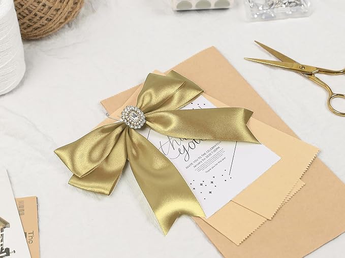 Light Gold Satin Ribbon 1-1/2 inch X Continuous 100 Yards, Single Face - Image 7