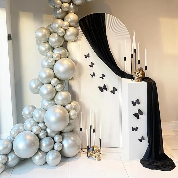Wokceer Black Wedding Arch Draping Fabric Backdrop 4 Panels 28.7" X 20FT Sheer - Image 3
