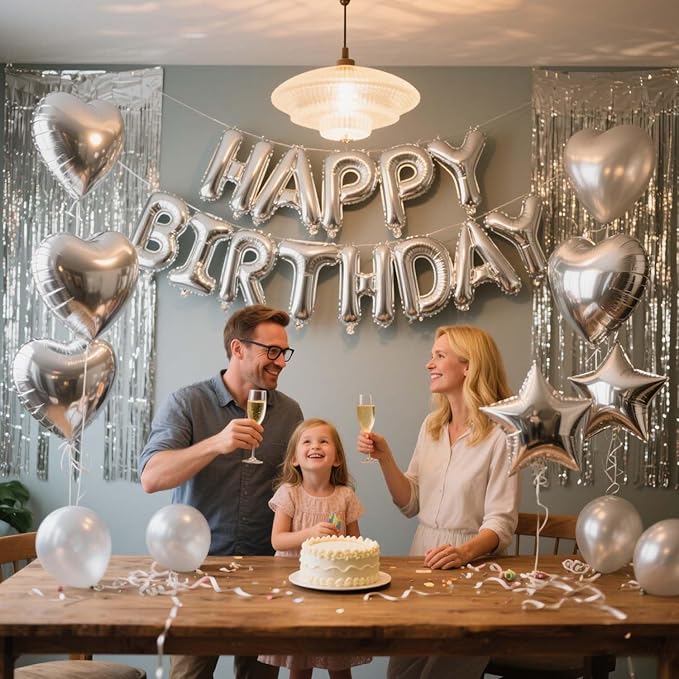 29 Pcs Silver Birthday Party Decorations - Image 5