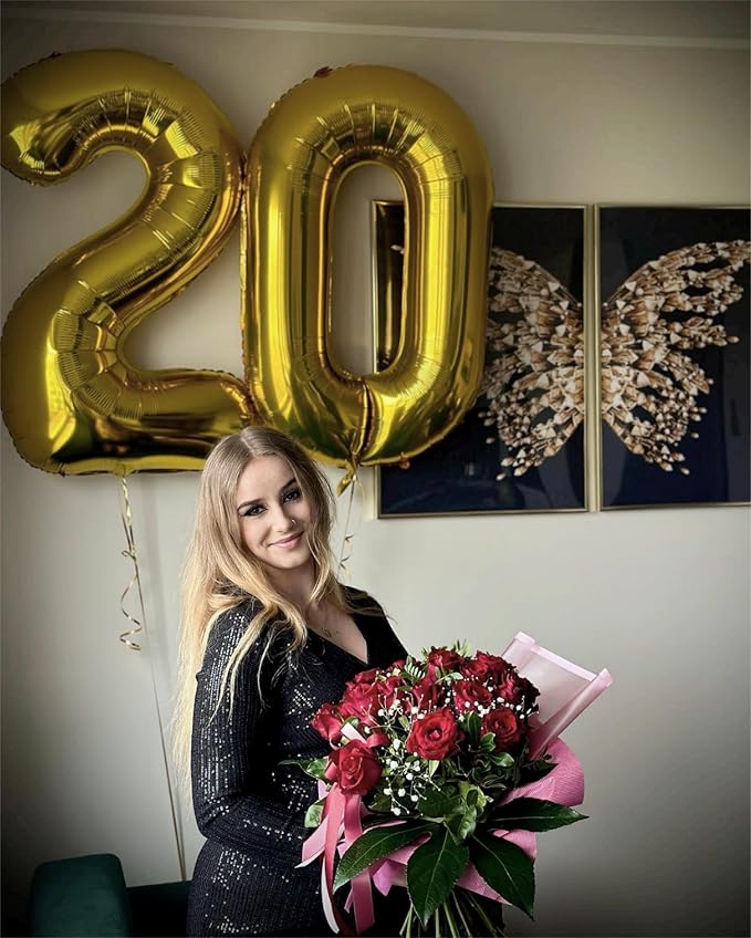 Gold Mylar Number 20 Balloon 40 inch, Number 20 Birthday Balloon - Image 4