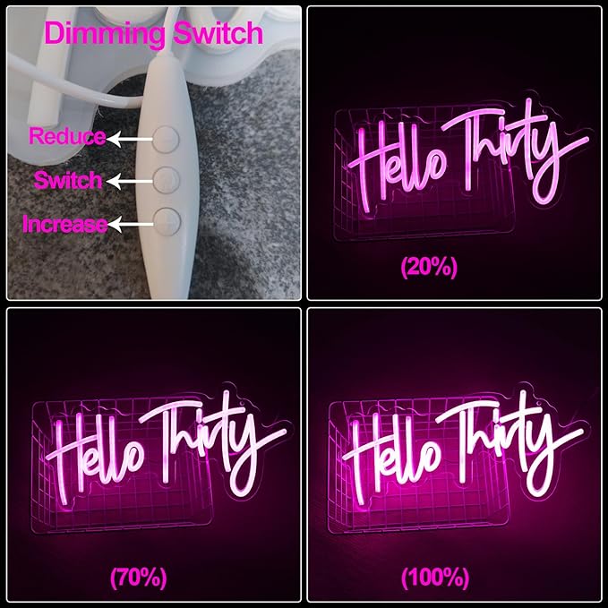 Pink Hello Thirty Neon Sign for Wall - Image 5