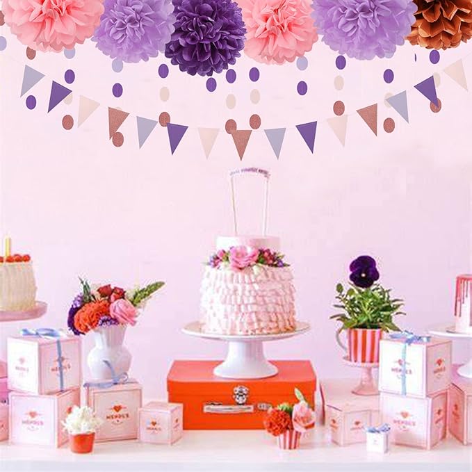 Rose-Gold Pink Purple Party Decorations - Image 6