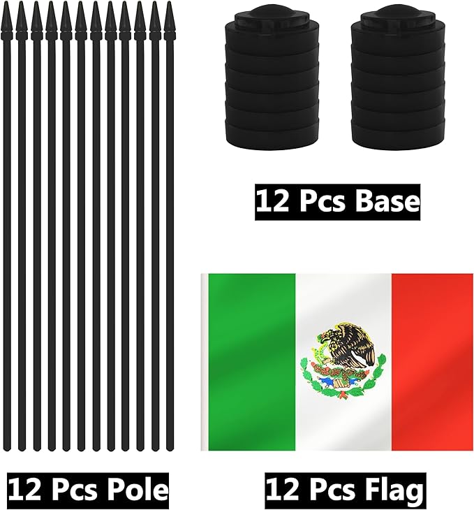 12 Pack Mexico Desk Flags, Mexican Desktop Flag, Small Miniature Office Flags - Image 3
