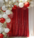 Red Sequin Curtain 8FTx8FT 1 Panel Glitter Metal Background Drape Shimmer Wall by TCBESTO
