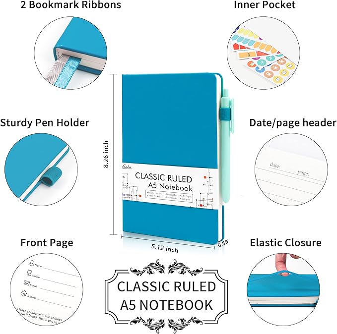 5 Pack Journal Notebook Bulk for School, Feela Hardcover Business Notebooks - Image 2