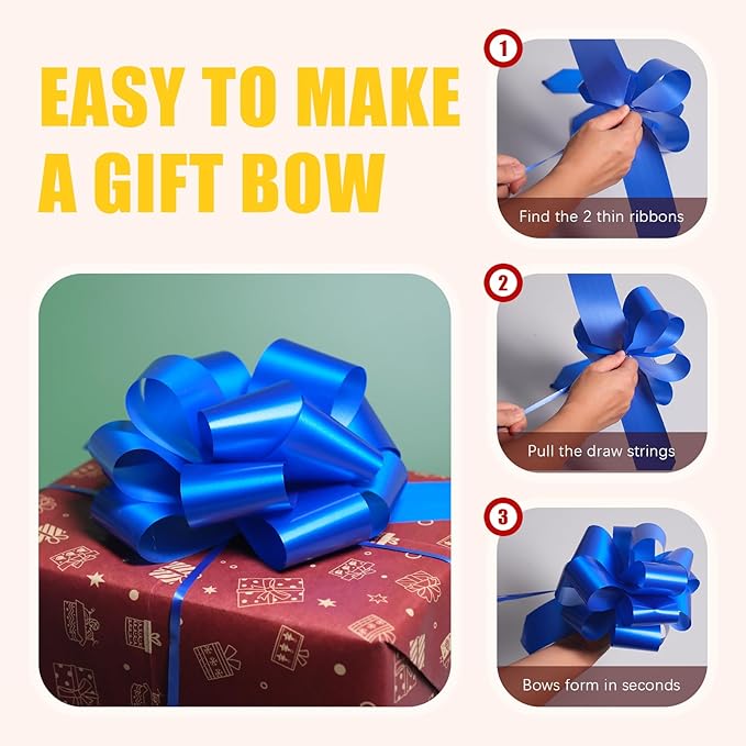 12 PCS 6 Inch Blue Pull Bows - Image 9