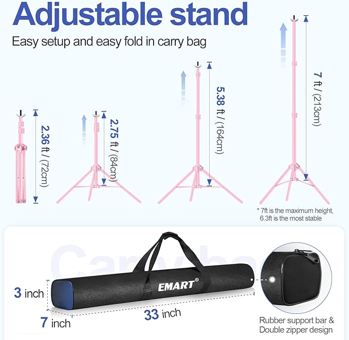 EMART Backdrop Stand 10x7ft Photo Studio Adjustable Background Stand Support kit - Image 3