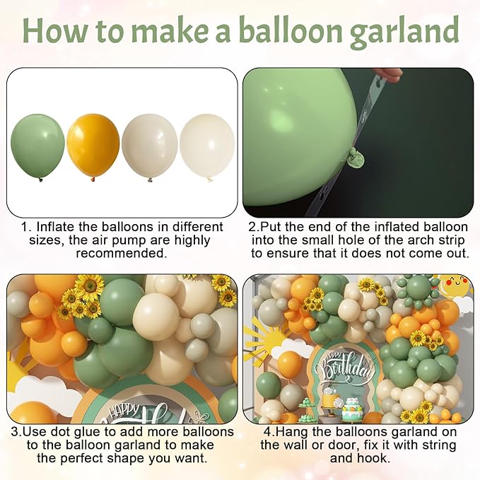 Green and Yellow Balloon Arch Kit 111Pcs Sage Green Mustard Yellow Balloons - Image 7