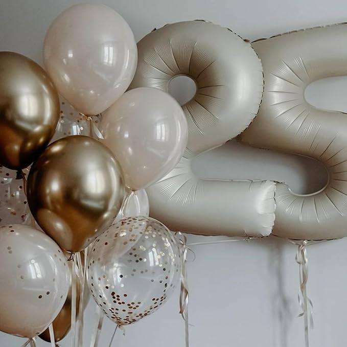 40 Inch Big Cream White Number Balloon Birthday Decoration, Number 5 Helium - Image 6