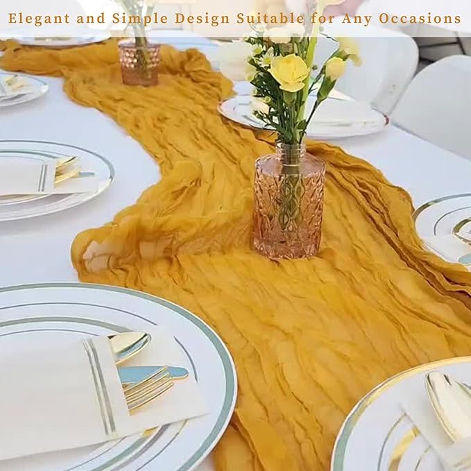 6 Pack Mustard 10FT Cheesecloth Table Runner Rustic Gauze Fabric Cheese Cloth - Image 7