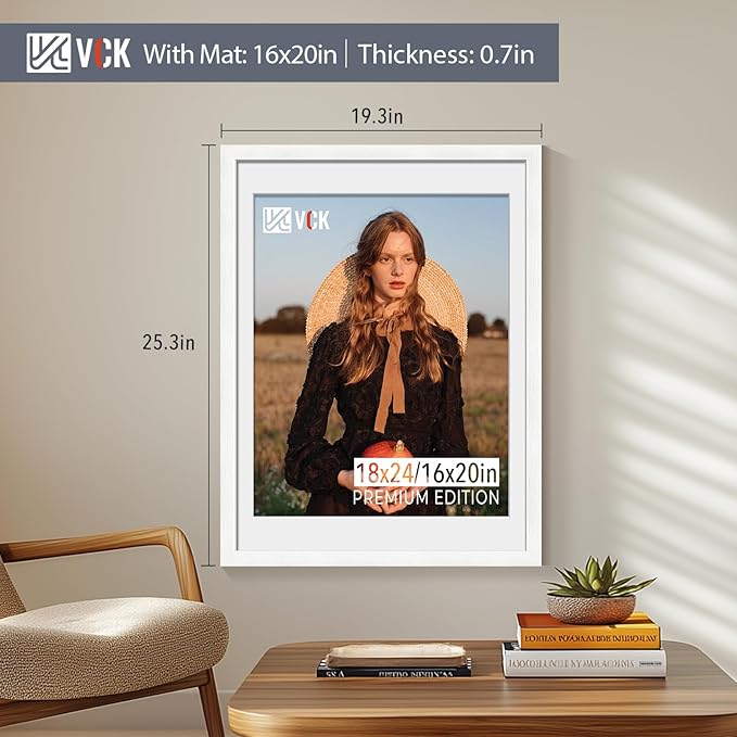 VCK 18x24 Frame 2 Pack, Exclusive Textured Solid Wood Poster Frame, Display - Image 2