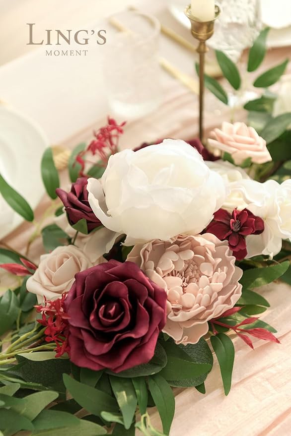 Ling's Moment Flower Garland - 6FT Eucalyptus & Rose - Sweetheart Table Decor - Image 2
