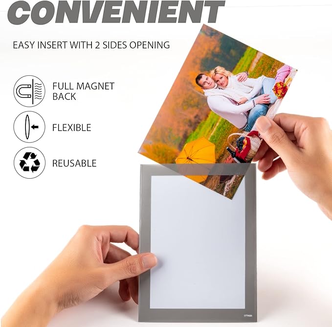 Magnetic Photo Frames with Sliver-Grey Border, Magnet Picture Frame - Image 2