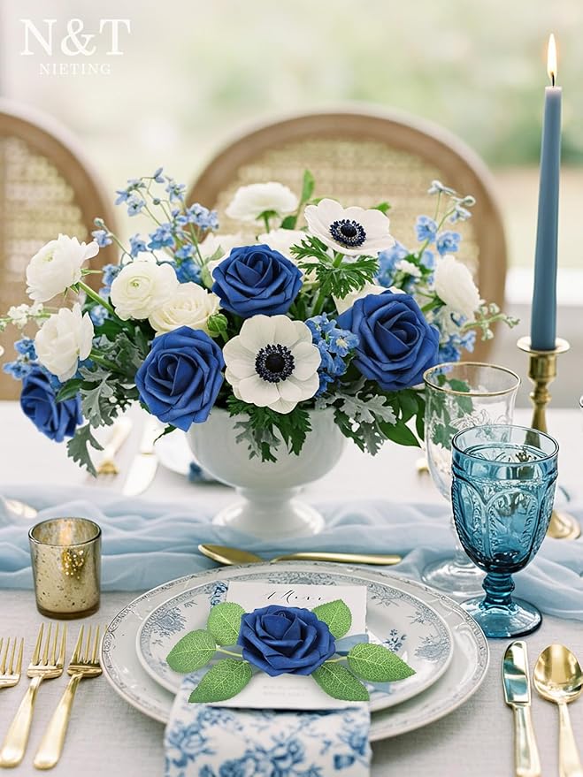 N&T NIETING Artificial Flowers Roses 25Pcs Fake Flowers Foam Roses - Image 5