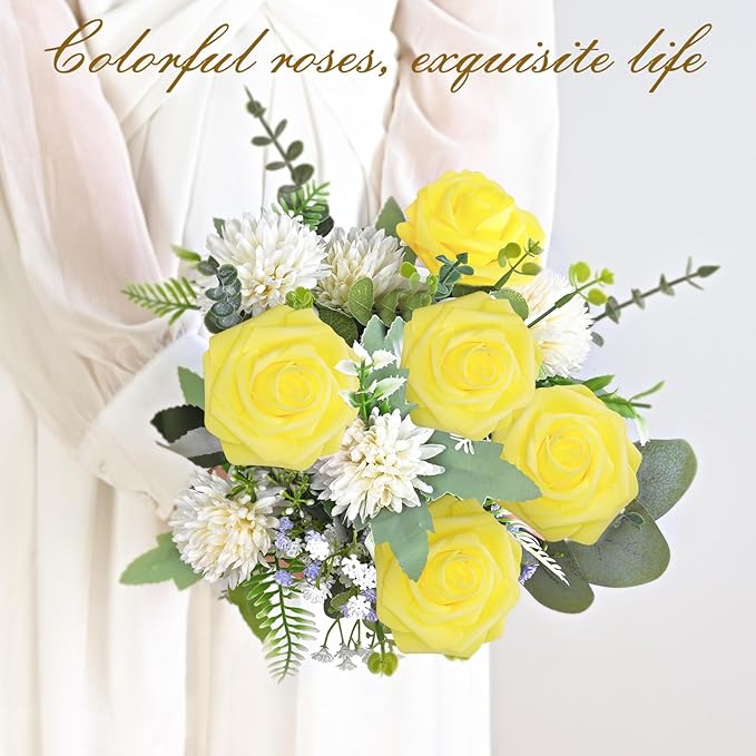 BLEUM CADE 16Pcs Artificial Flowers Fake Roses - Image 7