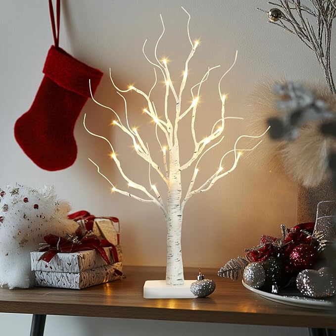 Vanthylit Lighted Birch Tree Battery Powered Tabletop Tree Decorations - Image 2