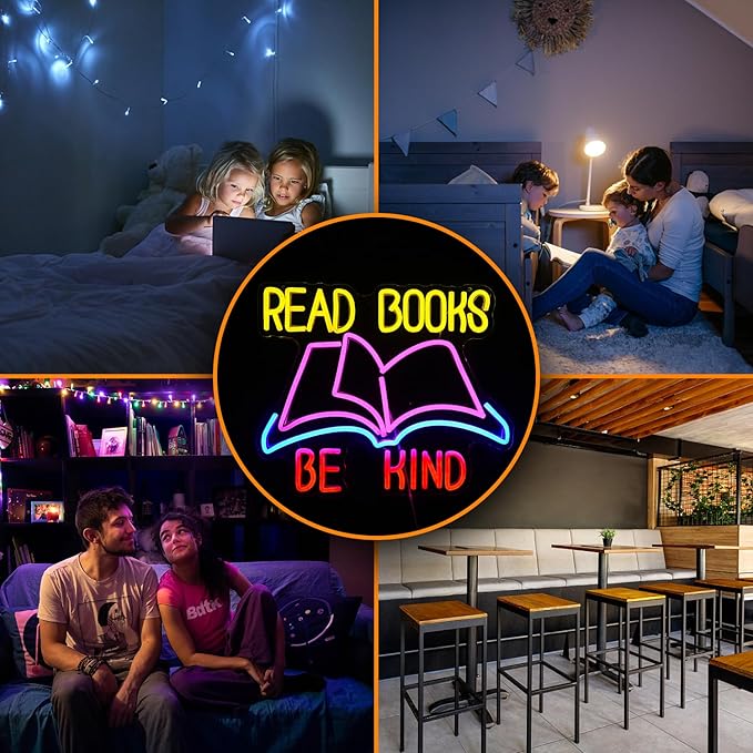 Read Books Be Kind Neon Sign Dimmable USB Powered Read Books Neon Light - Image 6
