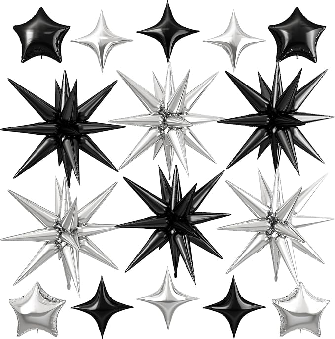 Black Silver Star Balloon by Cledeco