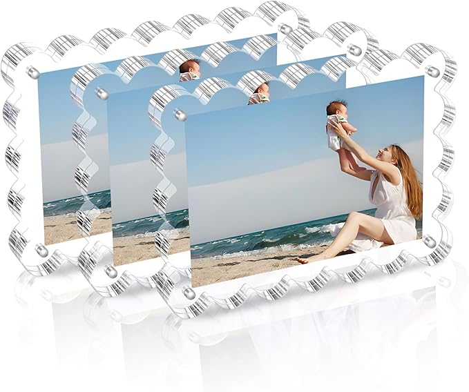 3 Pack Acrylic Picture Frame: 4x6inch Magnetic Picture Frames, Double Sided by Chivalral