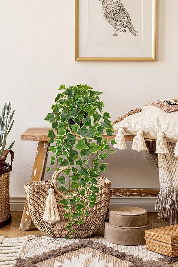Hollyone Artificial Hanging Plants Potted 31.4" Fake Ivy Vine Faux Ivy Leaves - Image 5