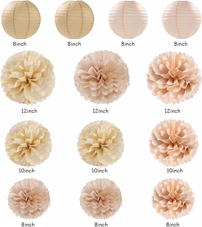 Beige-Champagne Gold White-Peach Boho Party-Decorations - Image 2