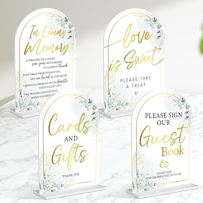 4-Piece Acrylic Wedding Sign Set by Unknown