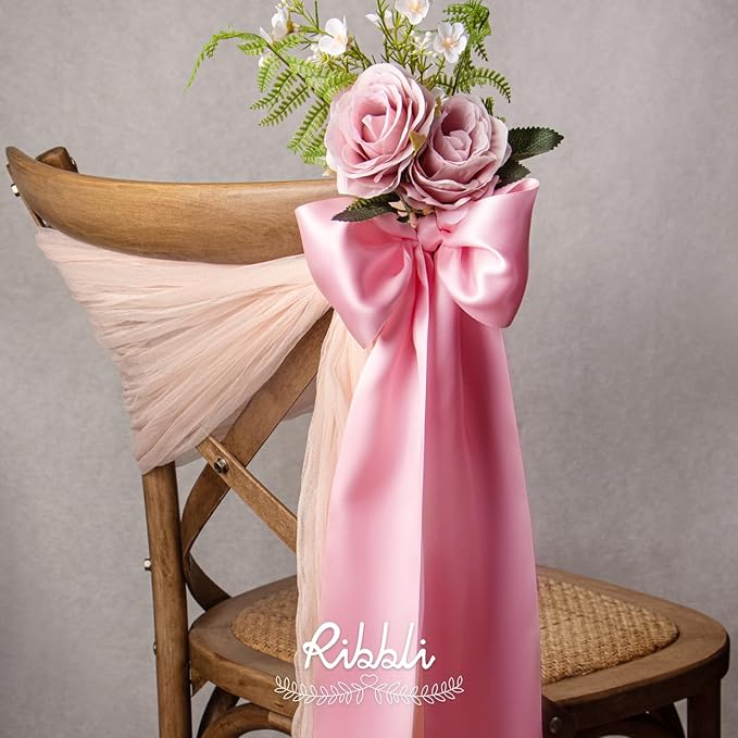Ribbli Pink Satin Ribbon 4 Inch Wide Pink Ribbon - Image 4