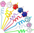 24 Glitter Paw Glitter Straws Birthday Party Decorations by Unknown