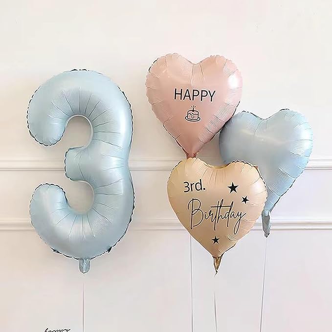 40 Inch Blue Large 0-9 Numbers Balloons, Digit 3 Helium Balloons, 3rd Year Old - Image 3
