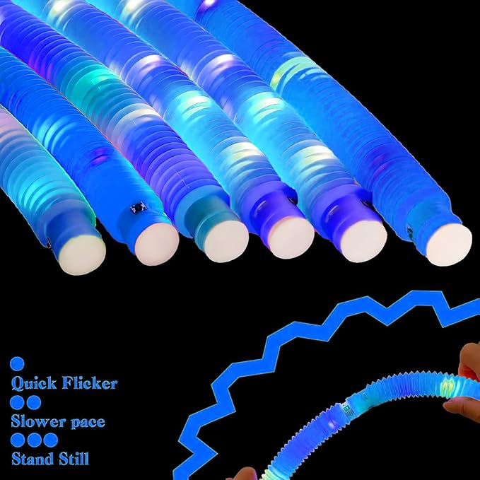 Blue 6 Pack Light Up Party Favors Supplies, Bulk Glow Sticks Bracelet, Necklace - Image 5