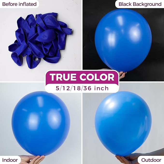 Bezente Royal Blue Latex Party Balloons - Image 2