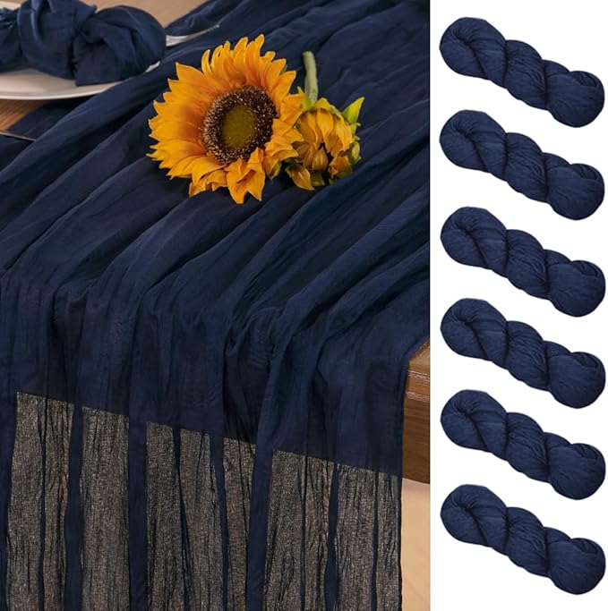 Navy Blue Cheesecloth Table Runner 6 Pack Fall Table Runners Boho Gauze 120 by DeZerlor