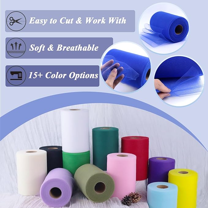 Royal Blue Tulle Fabric Roll 6" by 100 Yards Soft Tulle Spool - Image 4