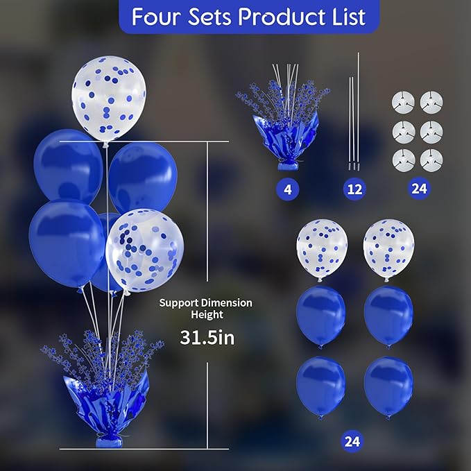 4 Set Blue Balloon Table Centerpieces - Image 6
