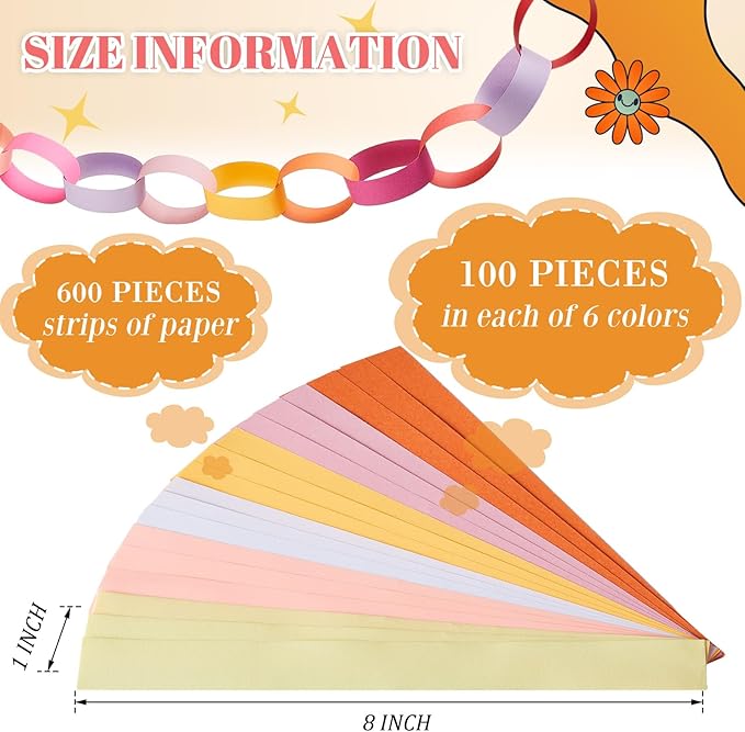Lincia 600 Sheet Halloween Paper Chain Garland, Construction DIY Crafts Chain - Image 3